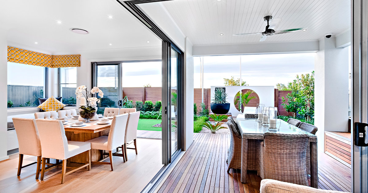 Open concept kitchen to outdoor area
